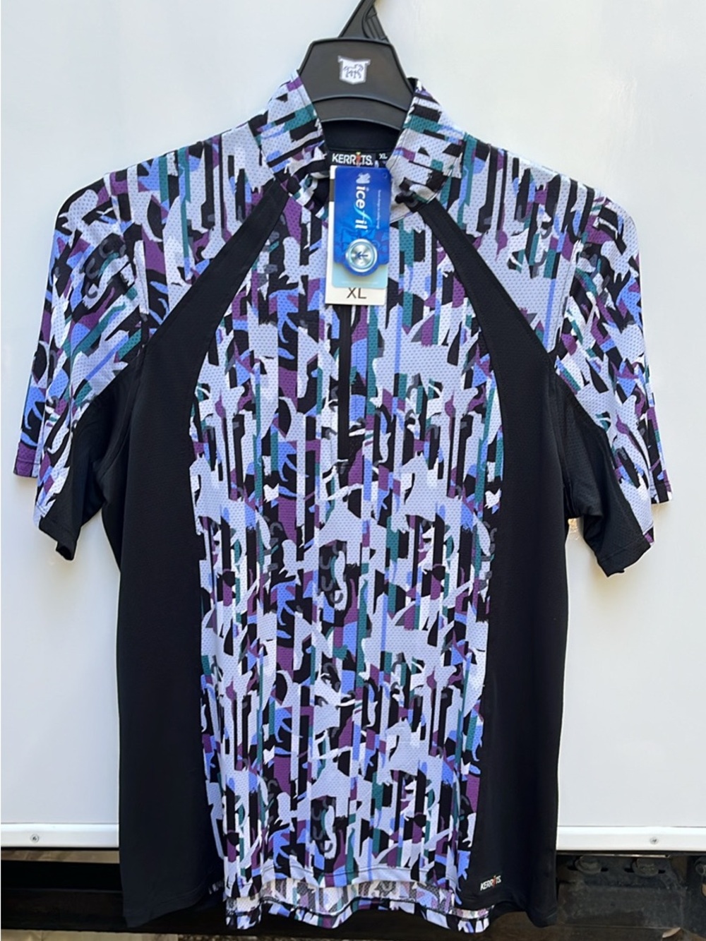 NWT Kerrits UPF 30+ Sun Protection Ice Fil Shirt Horse Prism/Ladies XL